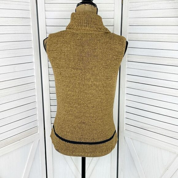 Jones New York Sleeveless Nylon Knit Turtleneck Sweater Tan Medium - Picture 4 of 12